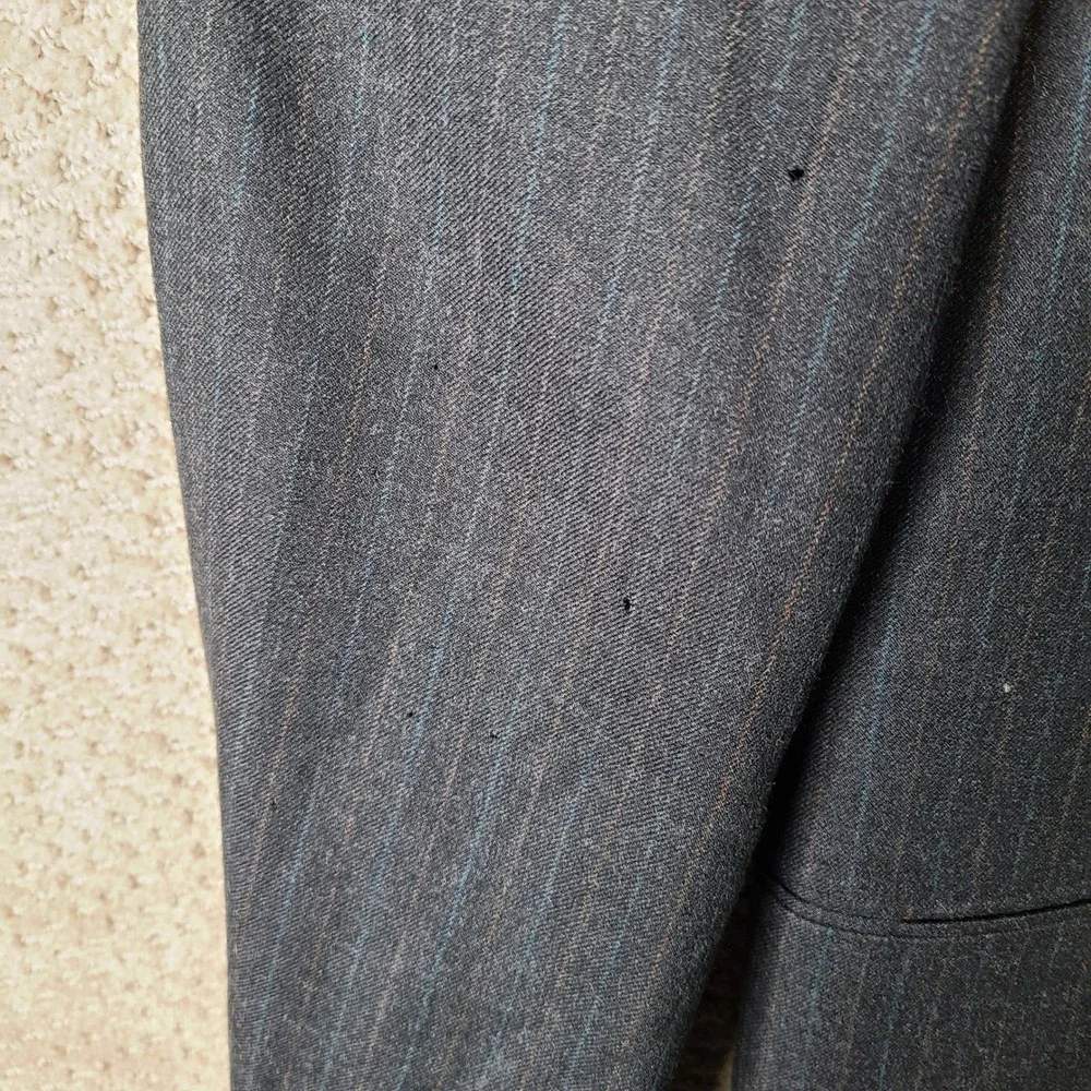 Vintage Stonehaven Jacket Mens 40R Gray Striped Blazer Double Breasted Wool USA